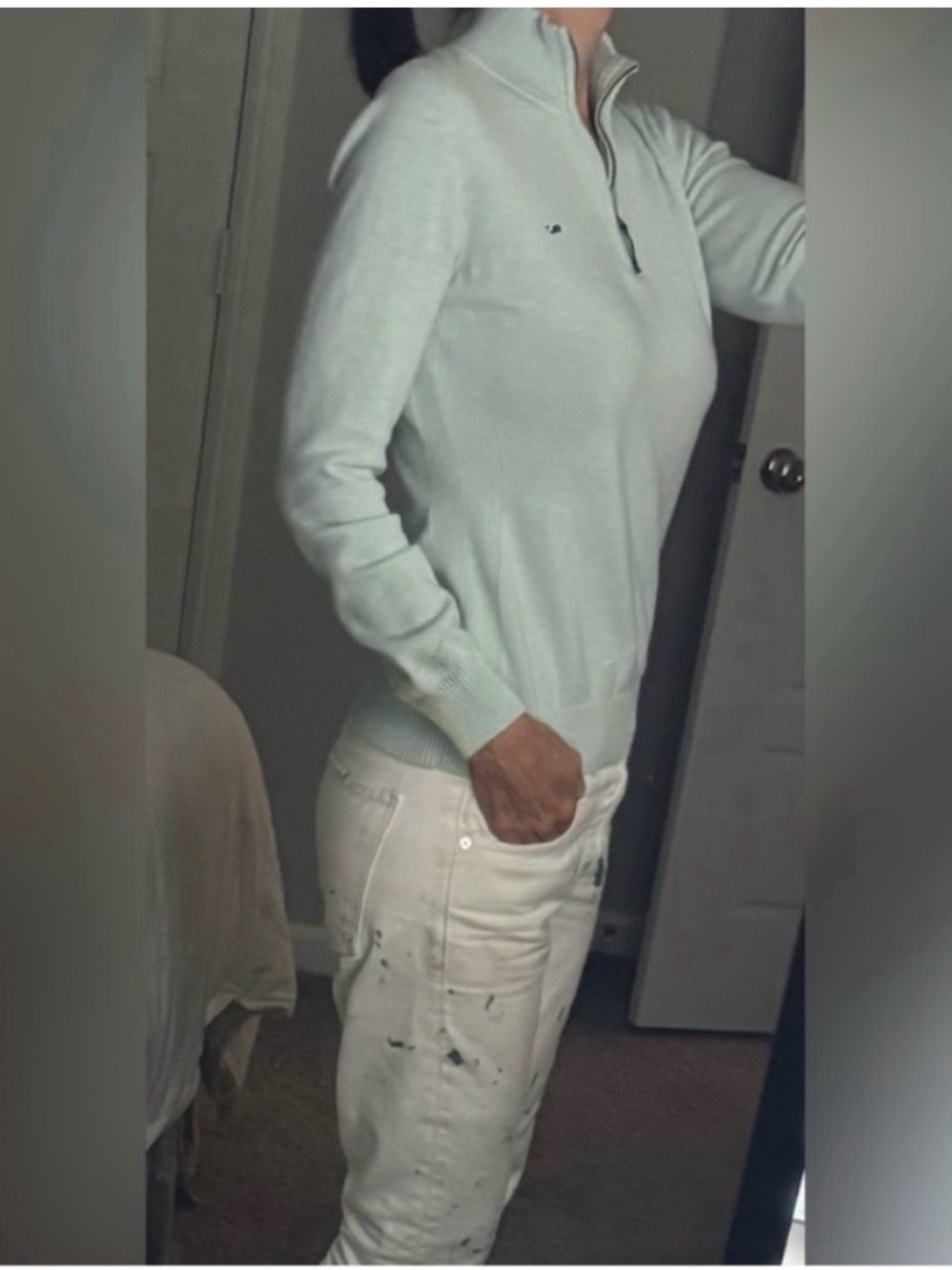 Vineyard Vines Light Mint Quarter-Zip Sweater
